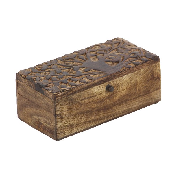 Set Of 3 Rustic Carved Mango Wood Boxes Olivia amp May