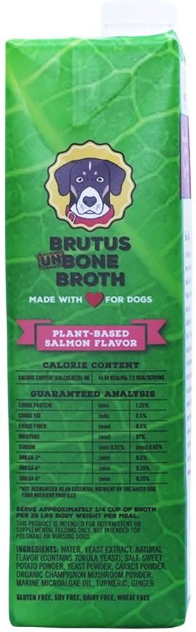 Brutus Broth Vegetable Broth Salmon Flavor Grain-Free Dog Food， 32-oz bag