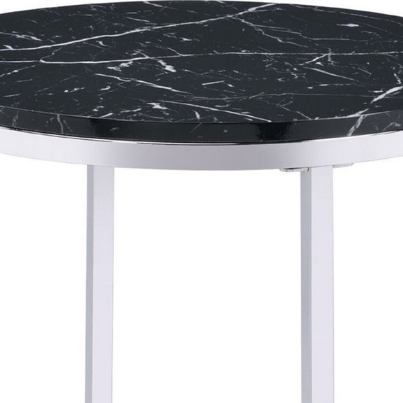 Benjara BM250265 End Table with Round Faux Marble ...