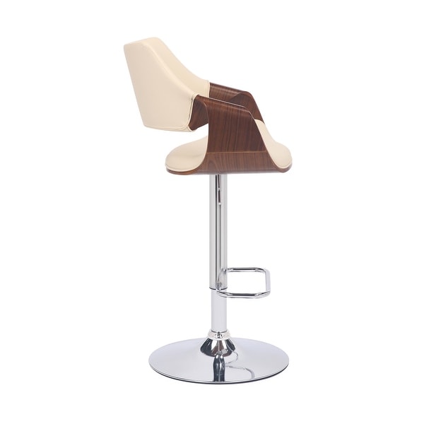 Aspen Adjustable Swivel Faux Leather and Wood Bar Stool with Metal Base