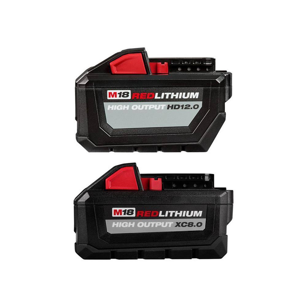 MW M18 18-Volt Lithium-Ion High Output 12.0 Ah Battery Pack with High Output 8.0 Ah Battery Pack 48-11-1812-48-11-1880