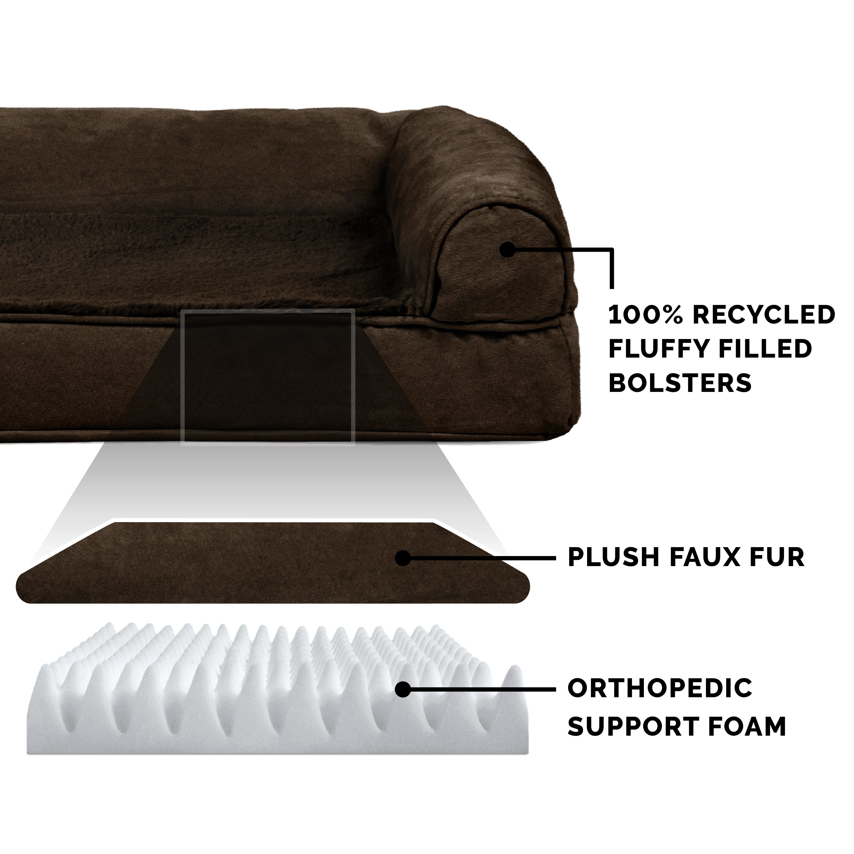 FurHaven | Orthopedic Ultra Plush Sofa Pet Bed for Dogs & Cats, Espresso, Jumbo