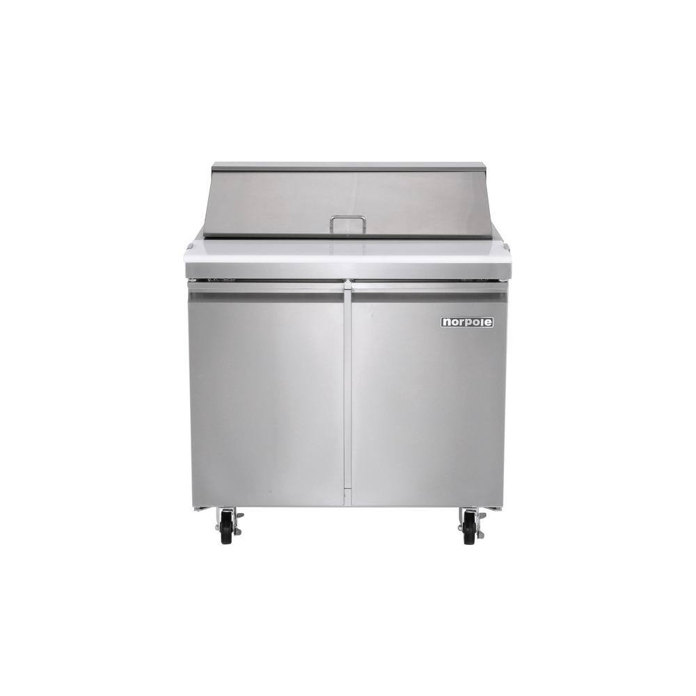 Norpole 7.6 cu. ft. Commercial SandwichSalad Prep Table Freezerless Refrigerator in Stainless Steel NP2R-SW36