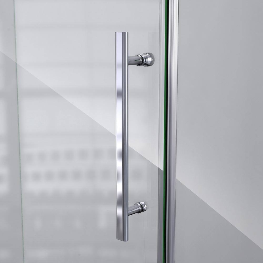 DreamLine Prism Plus 36 in. D x 36 in. W x 72 in. H Semi-Frameless Neo-Angle Hinged Shower Enclosure in Brushed Nickel Hardware SHEN-2636360-04