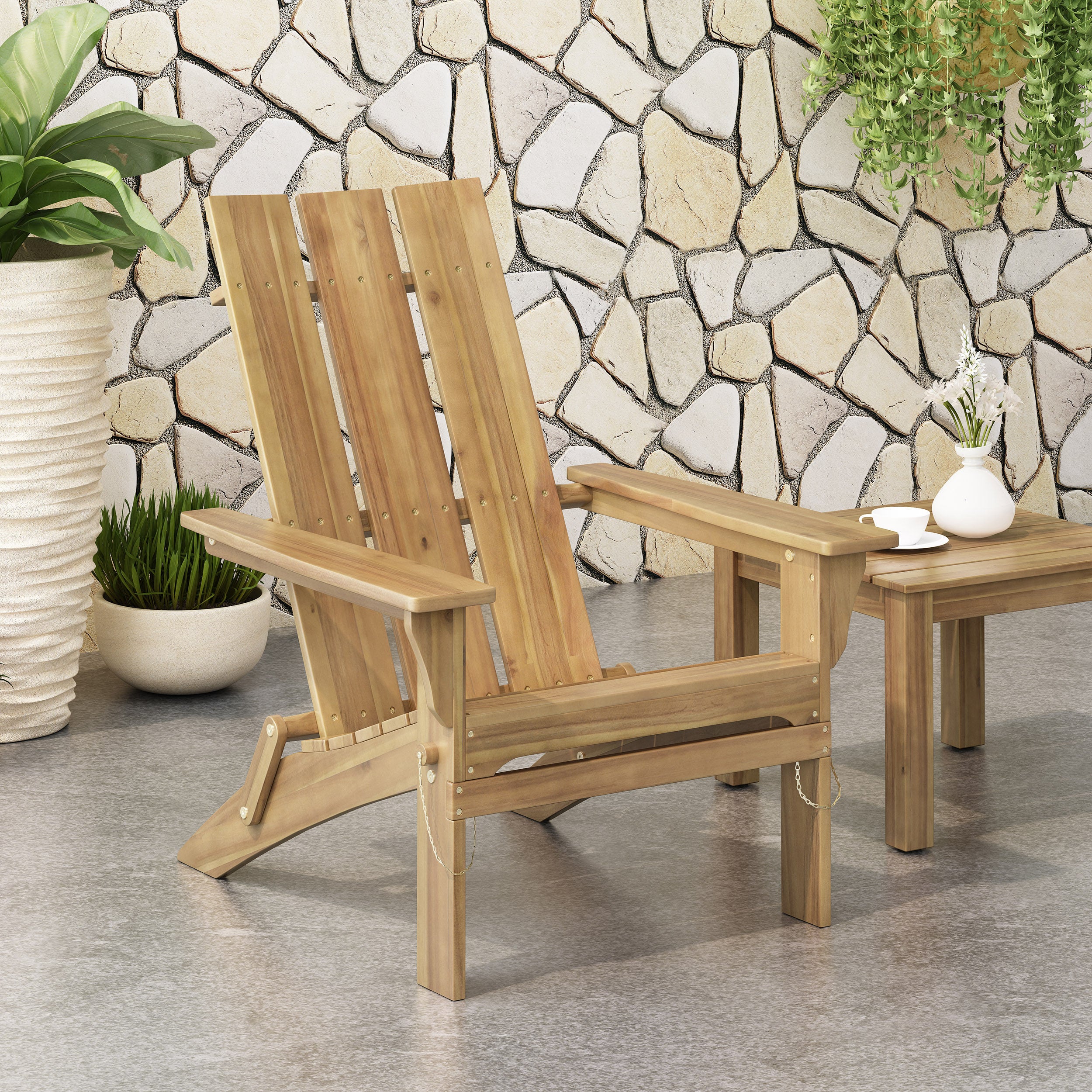 Gurekam Modern Outdoor Acacia Wood Folding Adirondack Chair