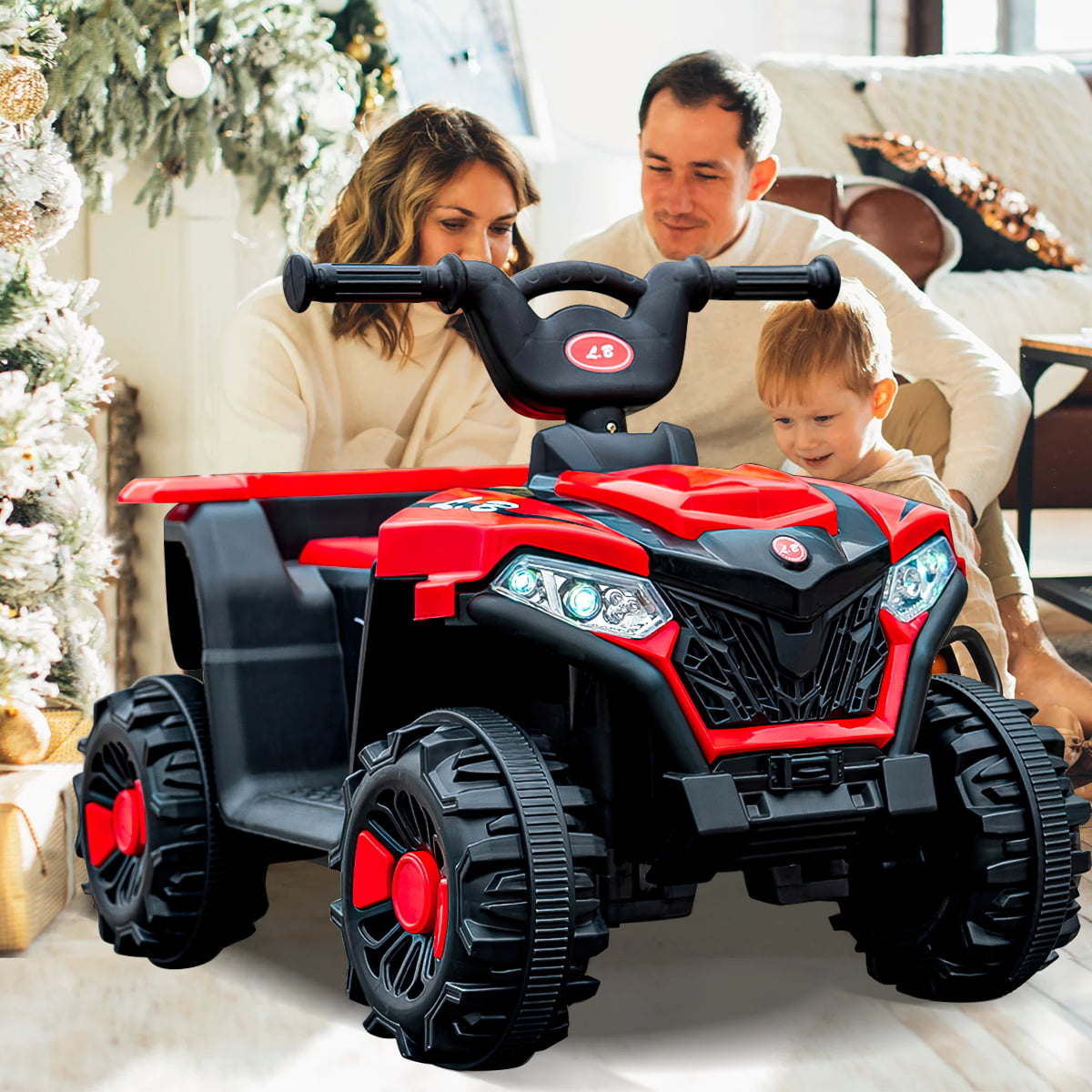 6V Kids Ride On ATV, Electric Beach Car, 4-Wheeler Quad Car,Red