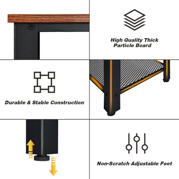 Costway Console Sofa Table W/ Storage Shelf Metal Frame Wood Look