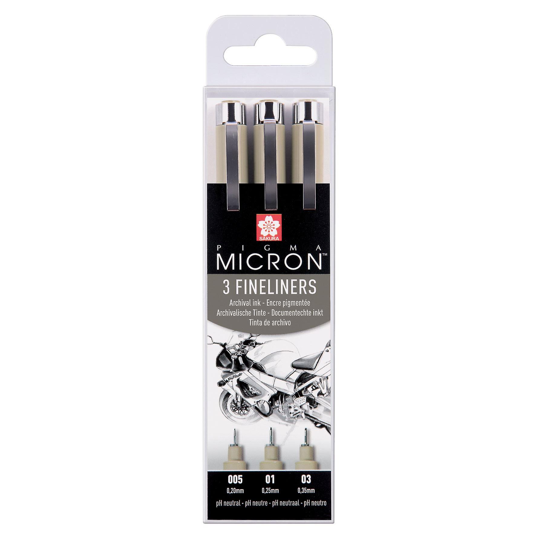 Sakura Pigma Micron Black Fineliner Pens Set of 3 (005， 01， 03)