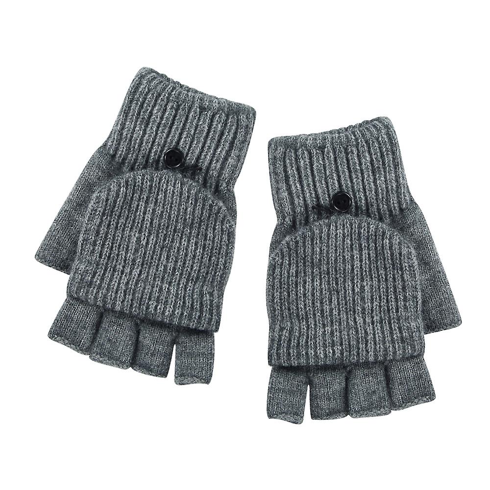 2pcs Winter Half Finger Flip Gloves For Students