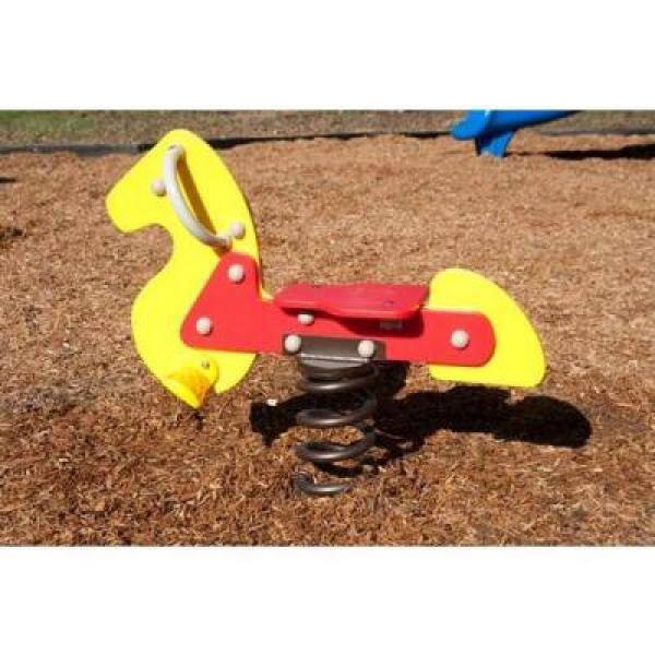 Ultra Play Yellow and Red Playground Commercial Horse Spring Rider 02-07-0053