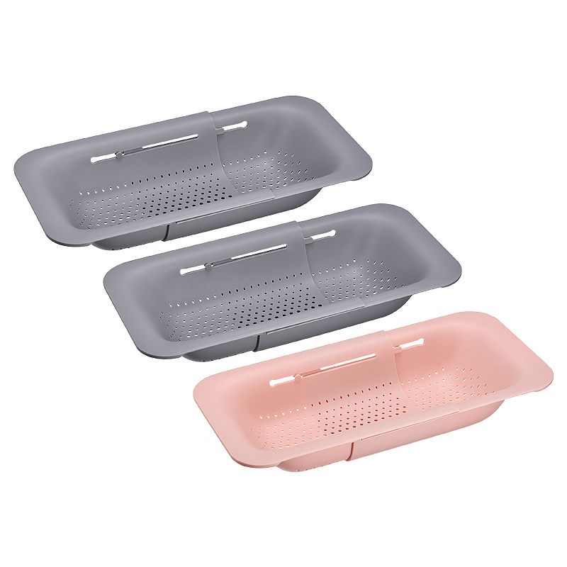 Collapsible Colander Kitchen Over the Sink Drain Strainer Set， 3 Pcs