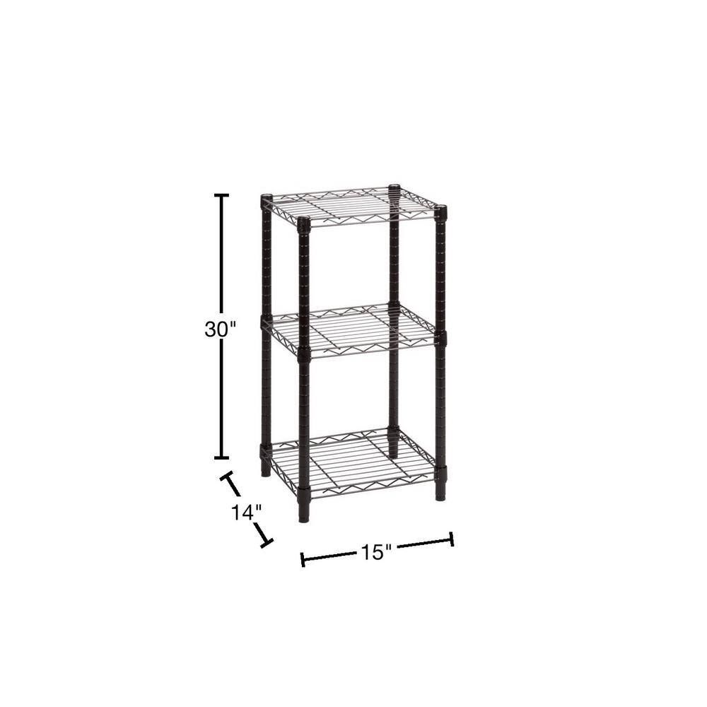 Honey-Can-Do Black 3-Tier Garage Storage Shelving Unit (15 in. W x 30 in. H x 14 in. D) SHF-09209