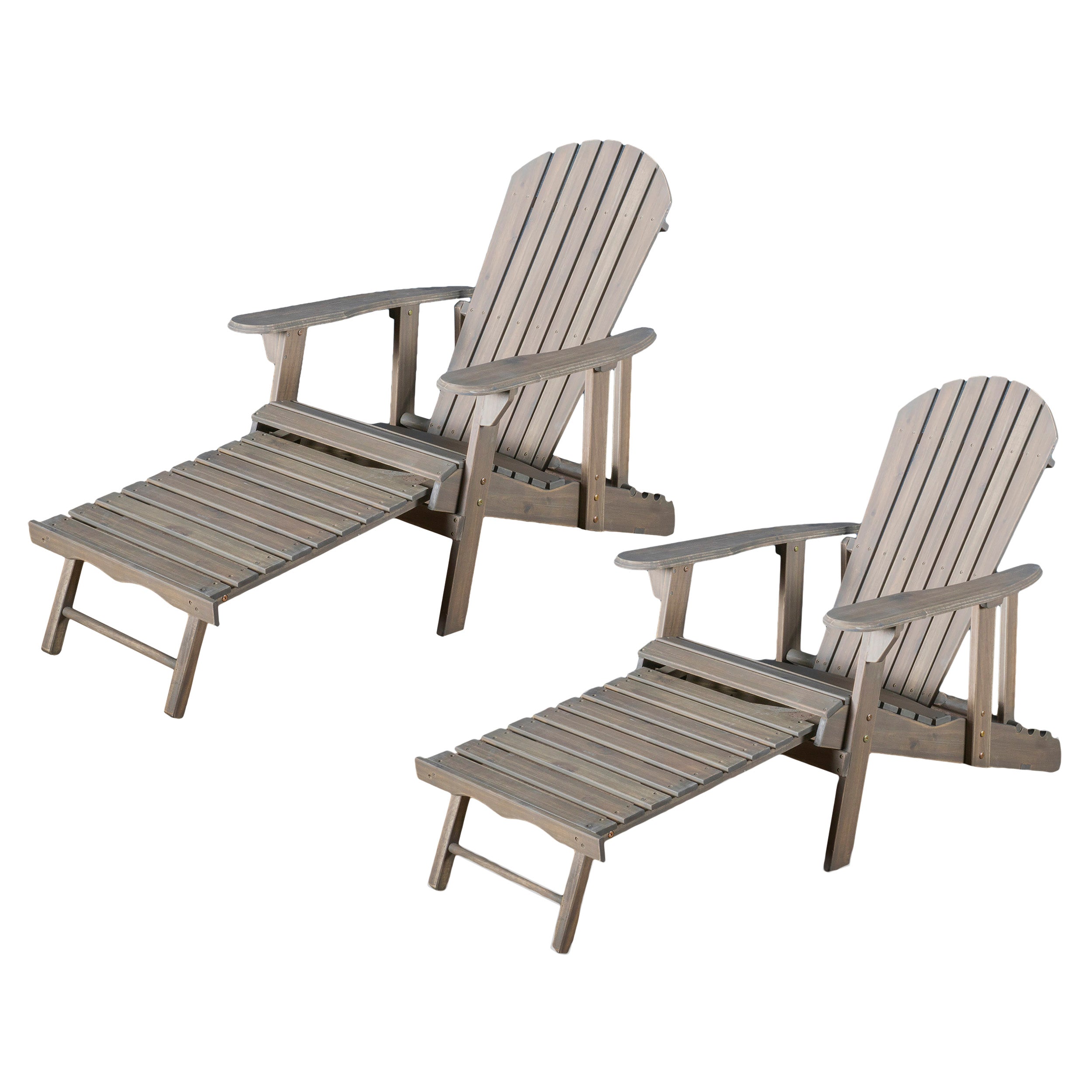 Katherine Outdoor Acacia Wood Adirondack Recliner With Pull Out Footrest