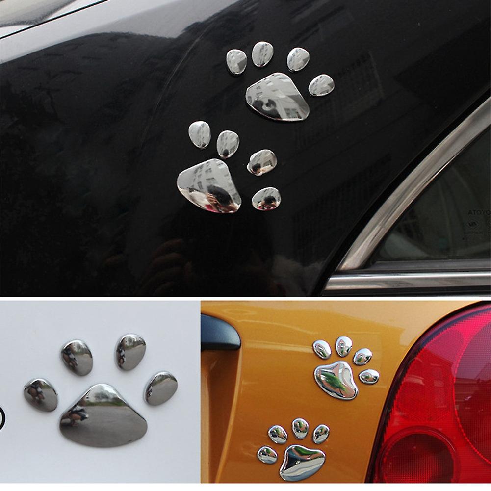 2pcs Car Paw Print Stickers Pvc Personalized Dog Footprints Stickers Creative Decorative Car Stickers Red