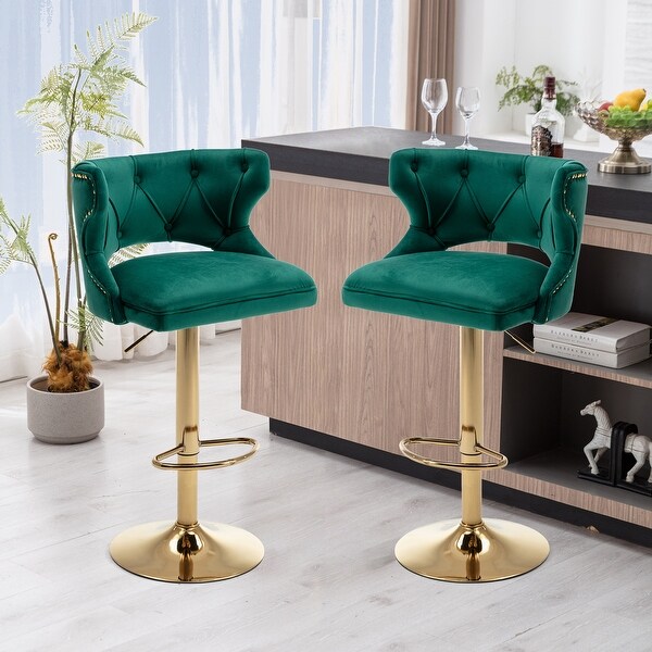 Modern 2PCS Bar Stools With Back and Footrest Counter Height