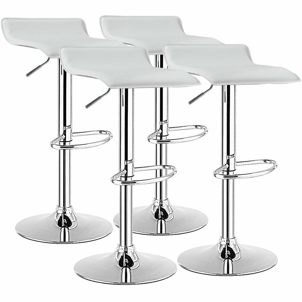 Gymax Set of 4 Swivel Bar Stool PU Leather Adjustable Kitchen Counter   See Details