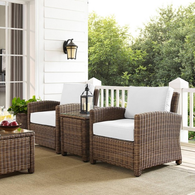 Bradenton 3pc Outdoor Wicker Seating Set With Side Table amp 2 Arm Chairs Crosley