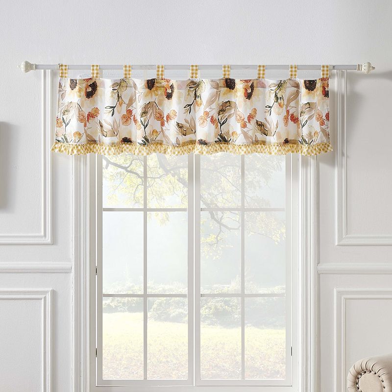 Greenland Home Somerset Ruffle-Trimmed Window Valance， 84 W x 19 L， Gold