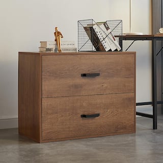 30.31 in. Wide Brown MDF Wood 2-Drawers Lateral Filing Cabinet with Handle Steel Smooth Drawer Runners ZY-W32859184