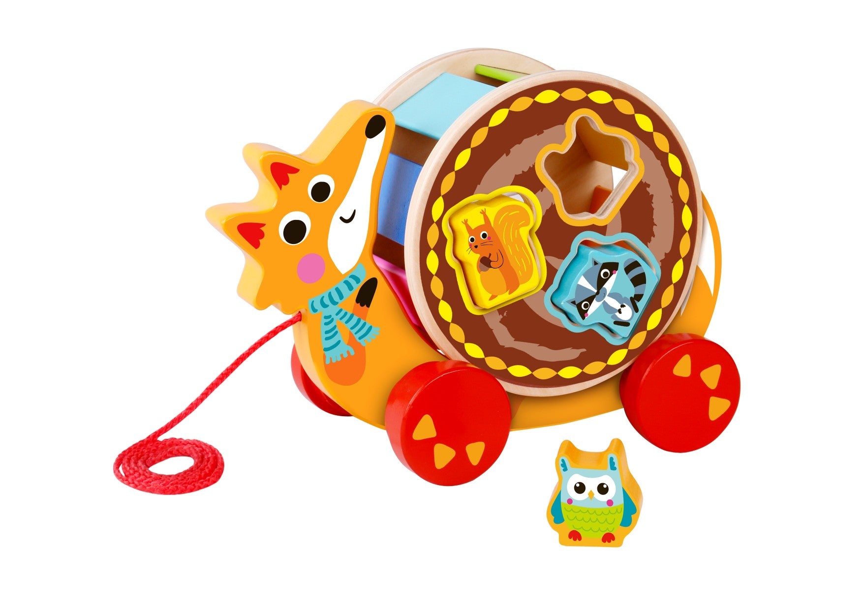 Toyster’s Pull Along Fox Puzzle Walking Toy | Wood Animal Walker Toys for Boys and Girls | Gifts for Toddler Babies 1 Year Old and Up