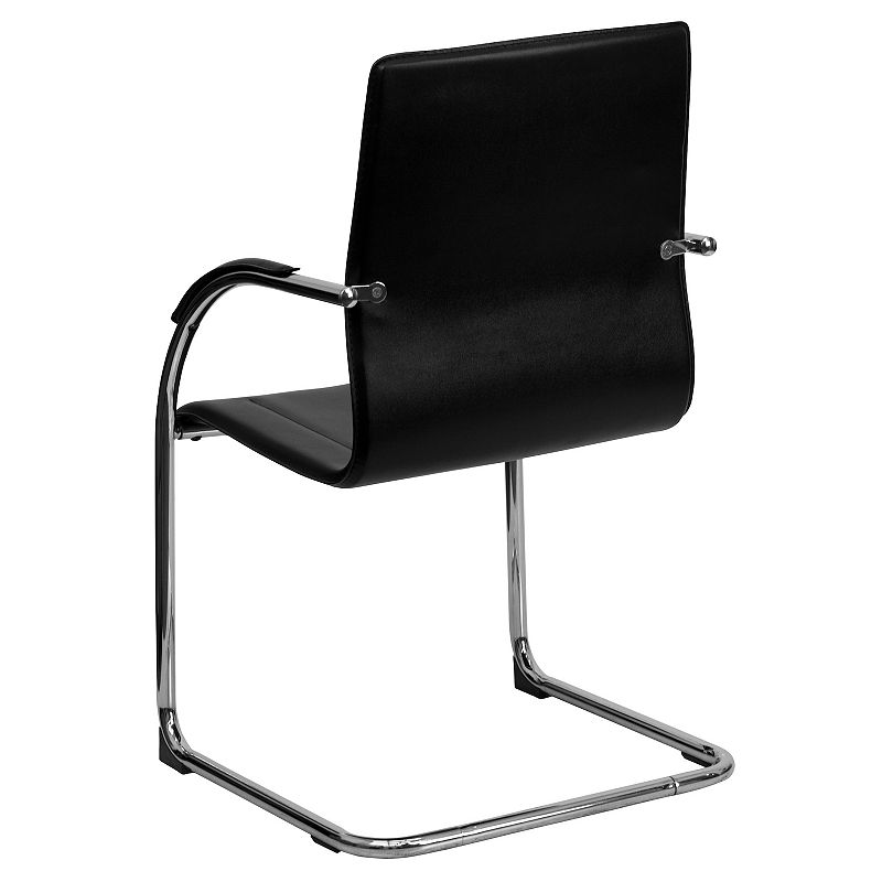 Emma and Oliver Vinyl Side Reception Chair with Chrome Sled Base