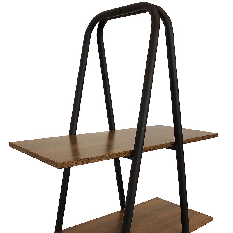 Sunnydaze 4-Tier Industrial-Style Ladder Bookshelf - Brown