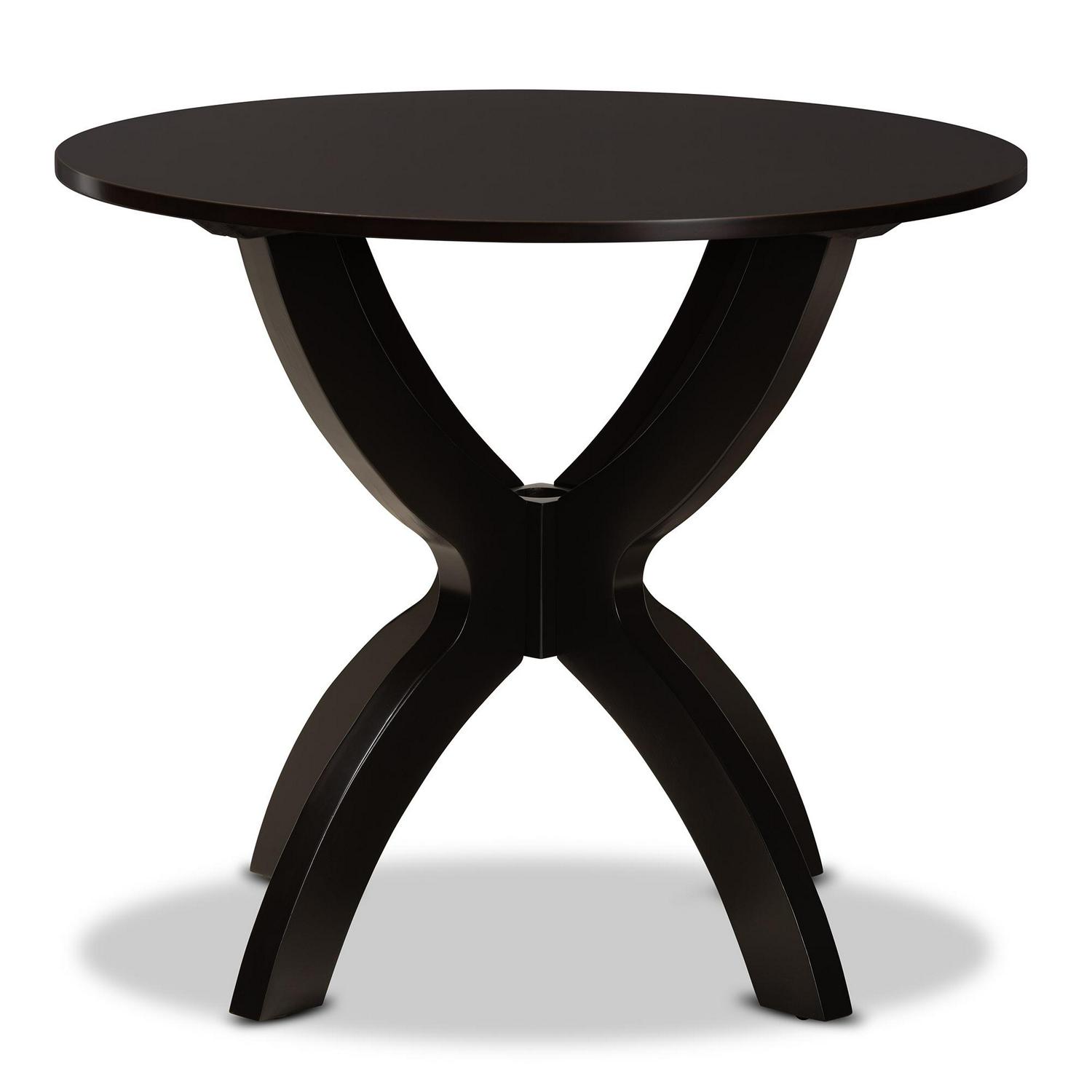 Baxton Studio Tilde Modern and Contemporary Dark Brown Finished 35InchWide Round Wood Dining Table  Crowdfused