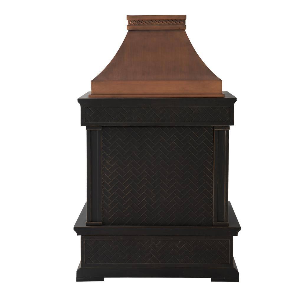 Sunjoy Curtis 56.69 in. Wood Burning Outdoor Fireplace with Bronze Highlights 169476