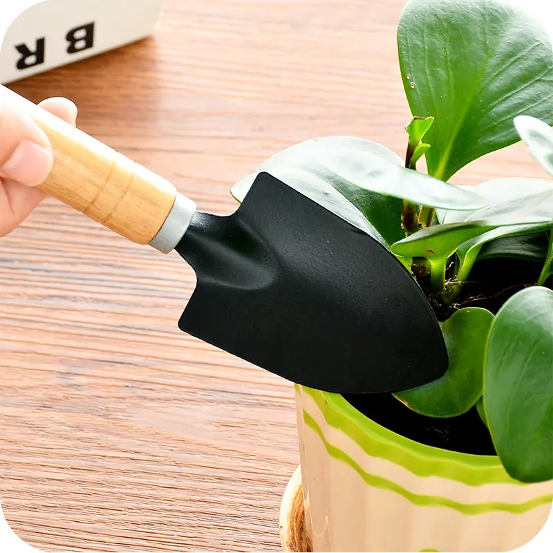 Mini Garden Potting Tool with Wooden Handle Shovel Rake Shovel Multifunctional Household Plant Garden Hand Tools