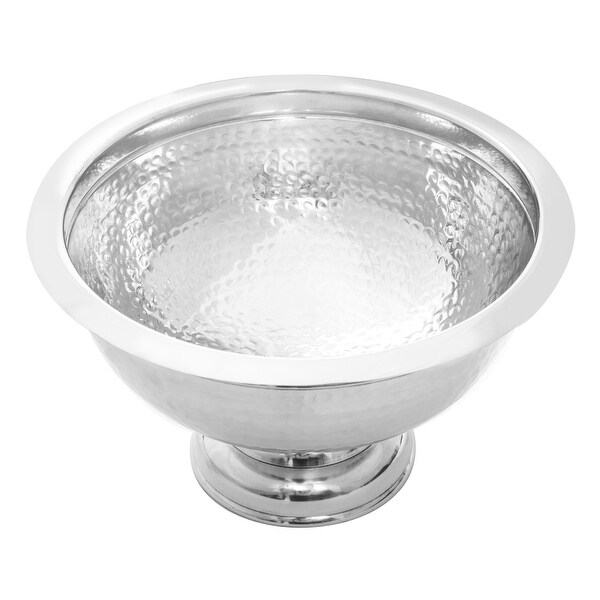 15-inch Hammered Aluminum Pedestal Punchbowl