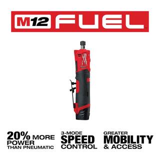 MW M12 FUEL 12V Lithium-Ion Brushless Cordless 14 in. Straight Die Grinder Kit wM12 Soldering Iron 2486-22-2488-20