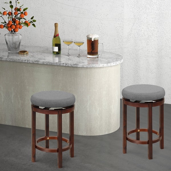 Gymax Set of 2 Swivel Bar Stool Kitchen Kitchen Island Stool Pub and