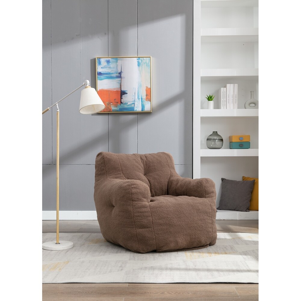 Modern Soft Tufted Foam Bean Bag Chair with Teddy Fabric