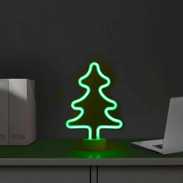 Battery Operated Neon Style Led Christmas Tree Table Light Green