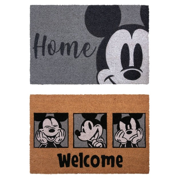 Mickey Mouse 2pk Coir Door Mats Gray