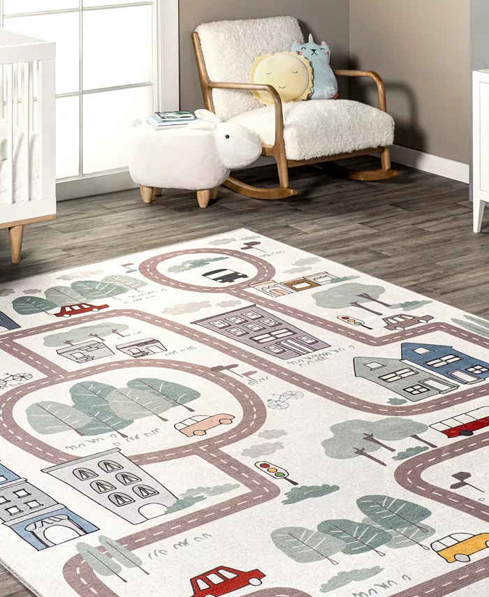 nuLoom Felix Chalea Kids Town Washable 5 x 8 Area Rug