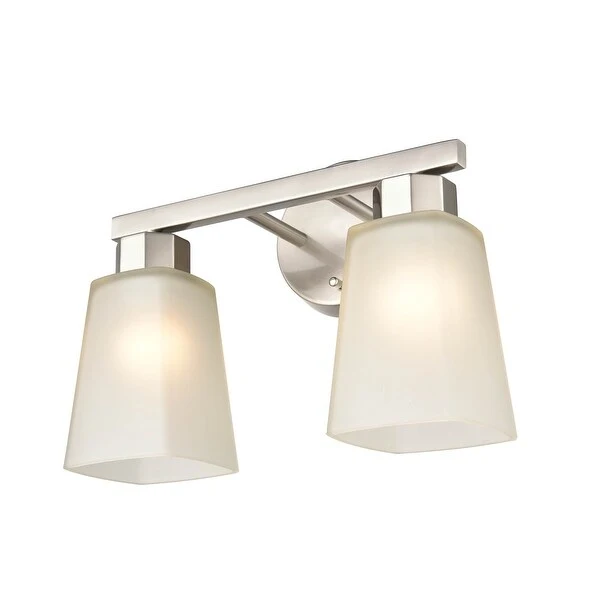 Millennium Lighting Coley 2 or 3 Light Vanity Fixture in Brushed Nickel or Matte Black with Frosted Glass Shades