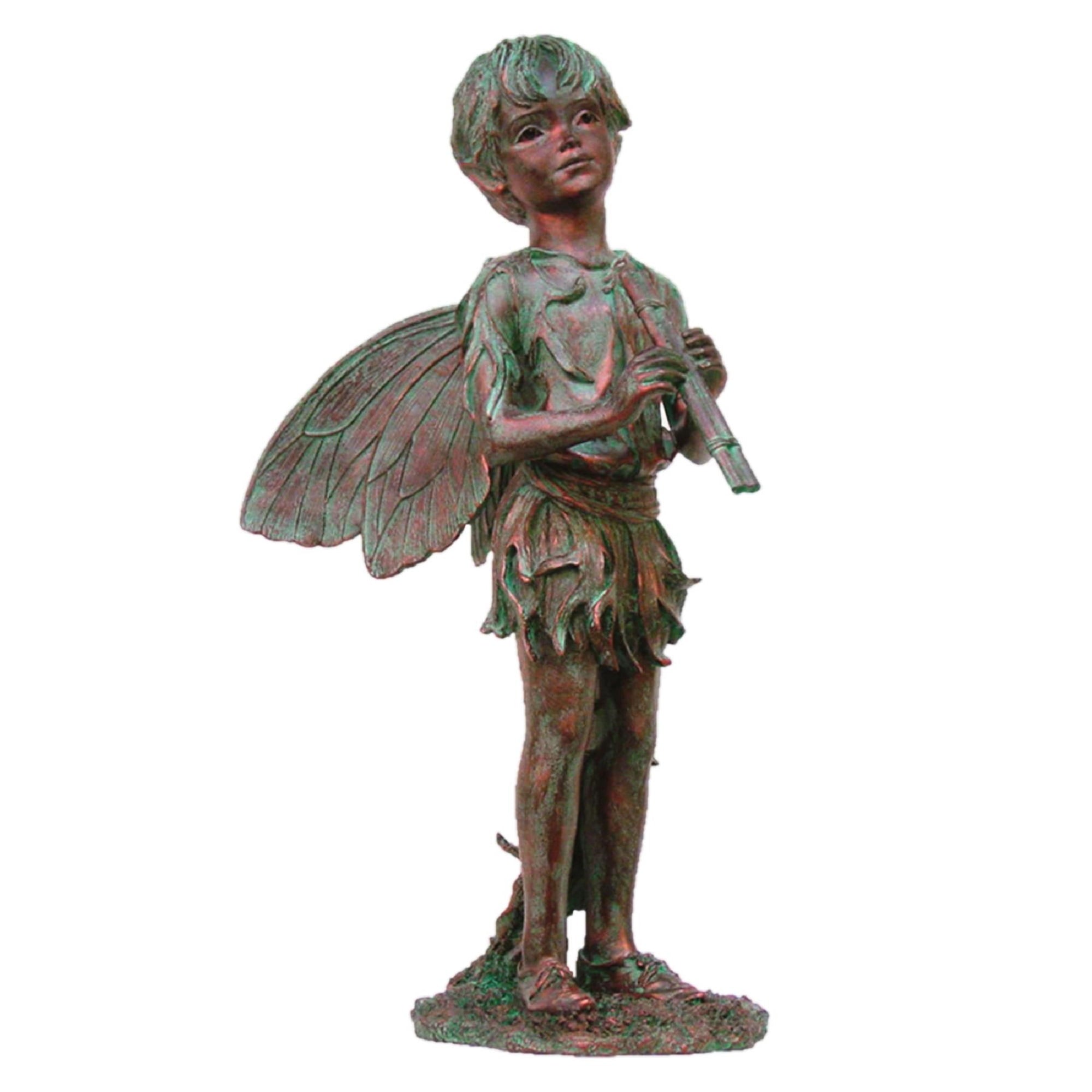 Homestyles 22"H Peter Boy Fairy in Bronze Patina Home Patio & Garden Extra Large Statue