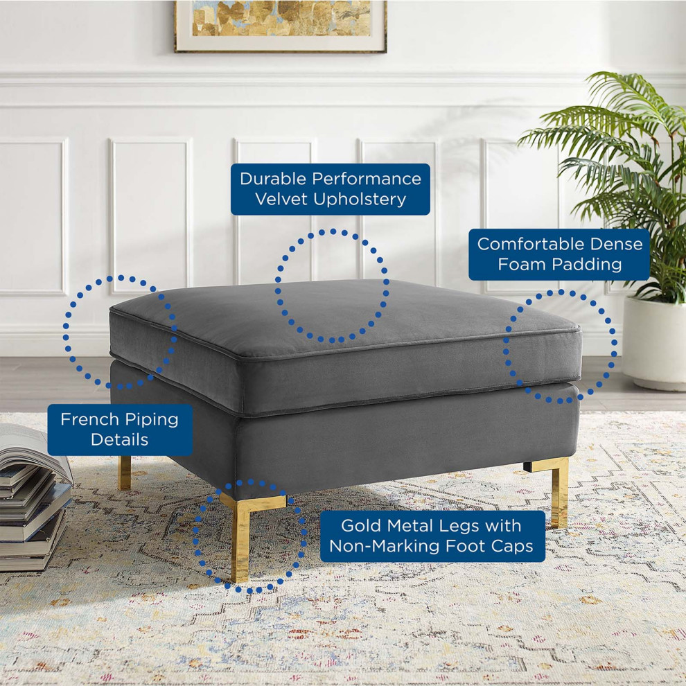 Ardent Performance Velvet Ottoman   Contemporary   Footstools And Ottomans   by Homesquare  Houzz