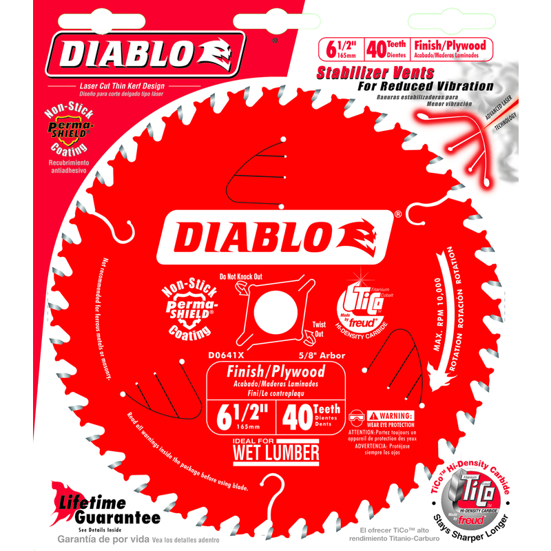 Diablo 6-1/2 in. D X 5/8 in. Carbide Finishing Saw Blade 40 teeth 1 pc