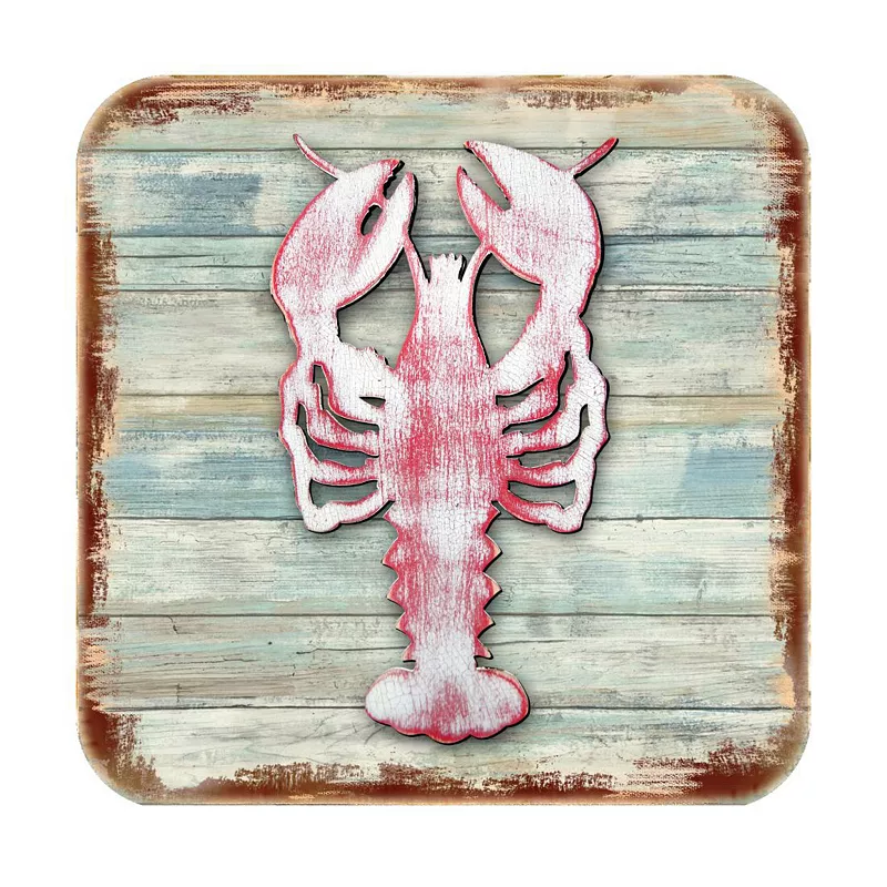 Lobster Coastal Wooden Cork Coasters Gift Set of 4 by Nature Wonders