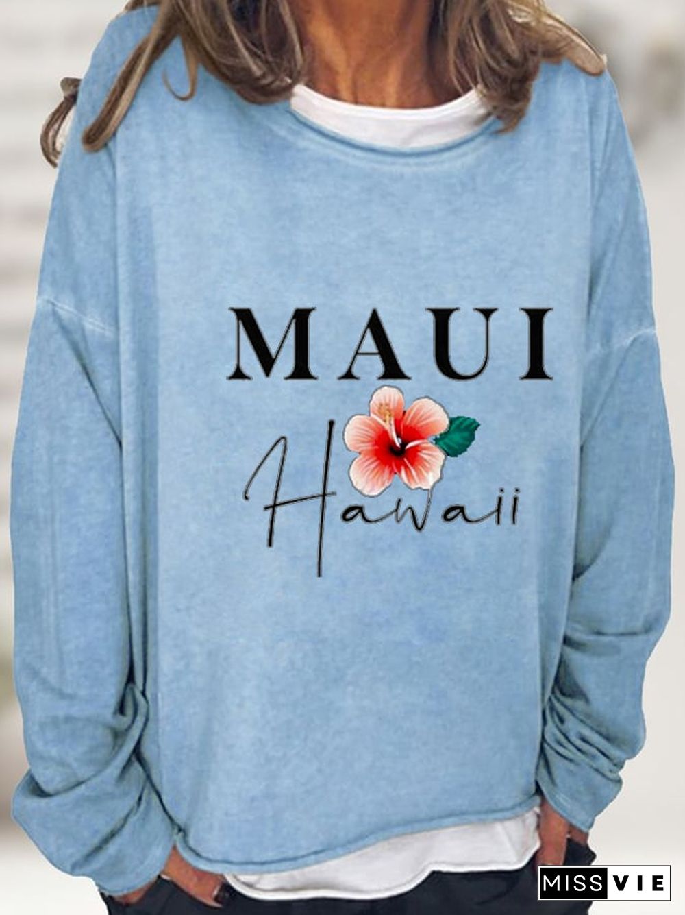 Maui Strong Print Casual Sweatshirt