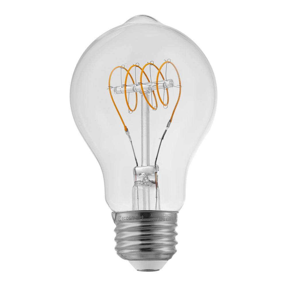 EcoSmart 40-Watt Equivalent AT19 Dimmable Horizontal Filament LED Vintage Edison Light Bulb Warm White (1-Pack) AT19C6E26822W