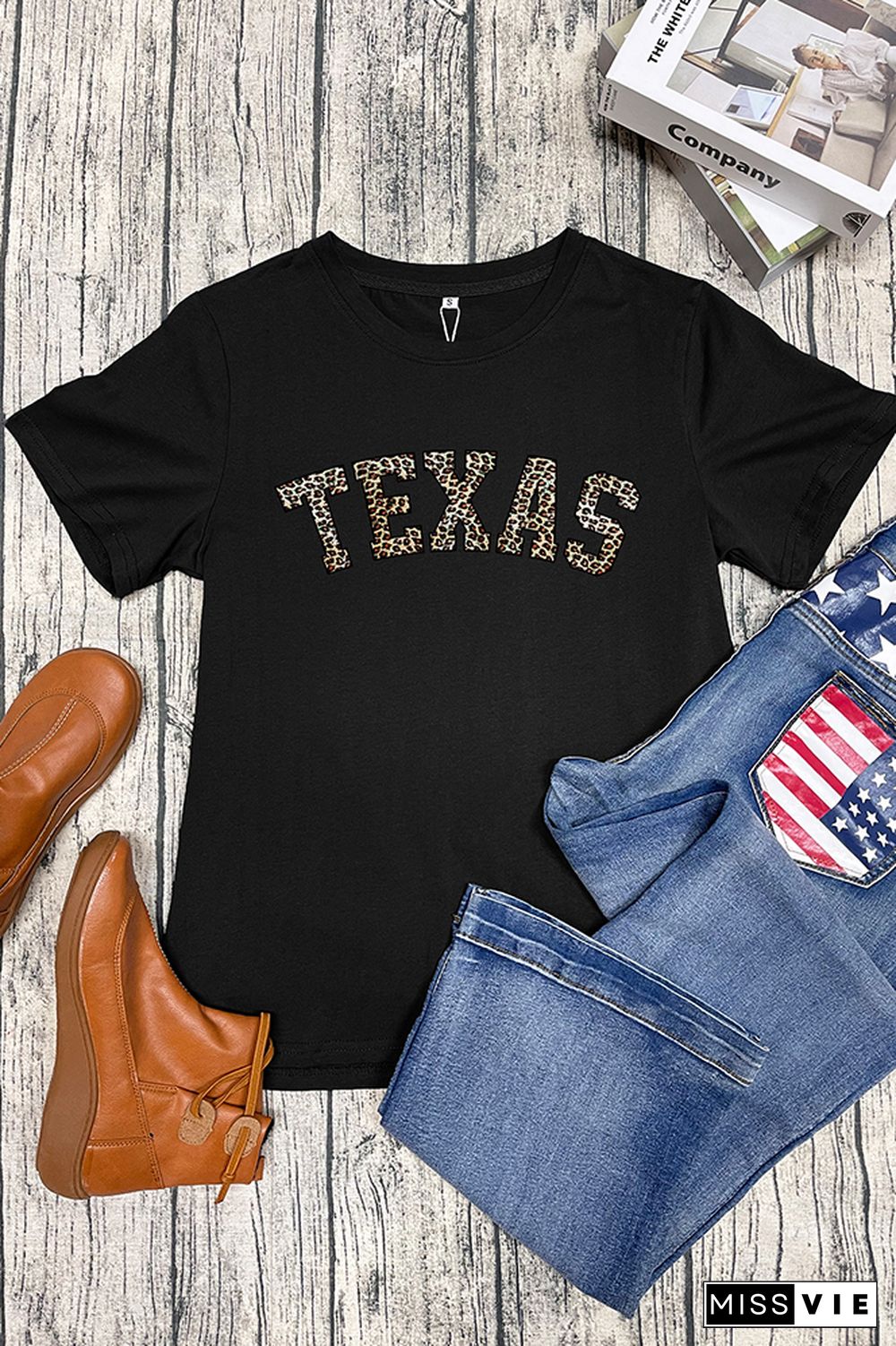 Texas Leopard Print Short Sleeve Graphic Tee Wholesale