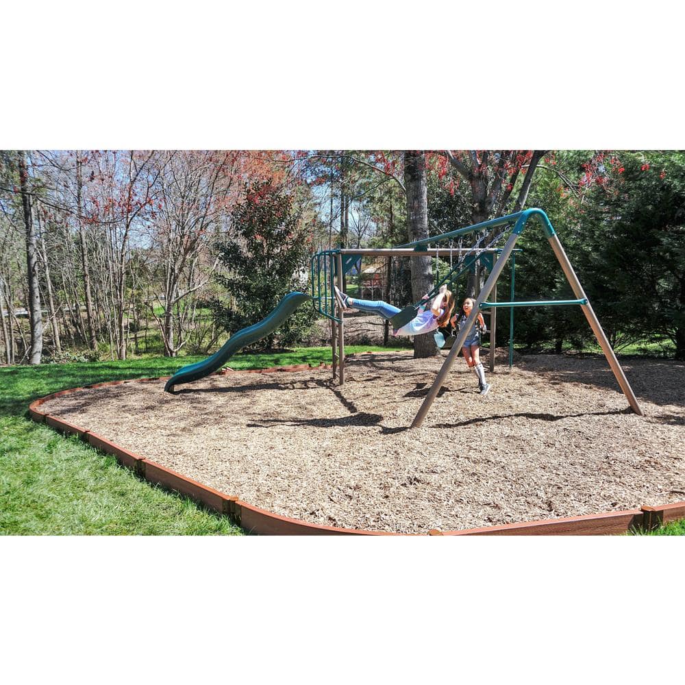 Frame It All 2 in. Series 16 ft. Classic Sienna Curved Composite Playground Border Kit 300001752