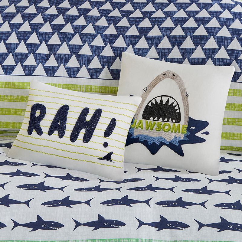 Urban Habitat Kids Aaron Shark Cotton Duvet Cover Set with Throw Pillows