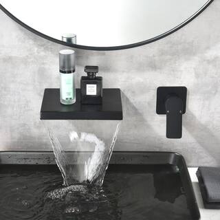 Miscool Single Handle Wall Mounted Bathroom Faucet in Matte Black FASMDH10G2416BH