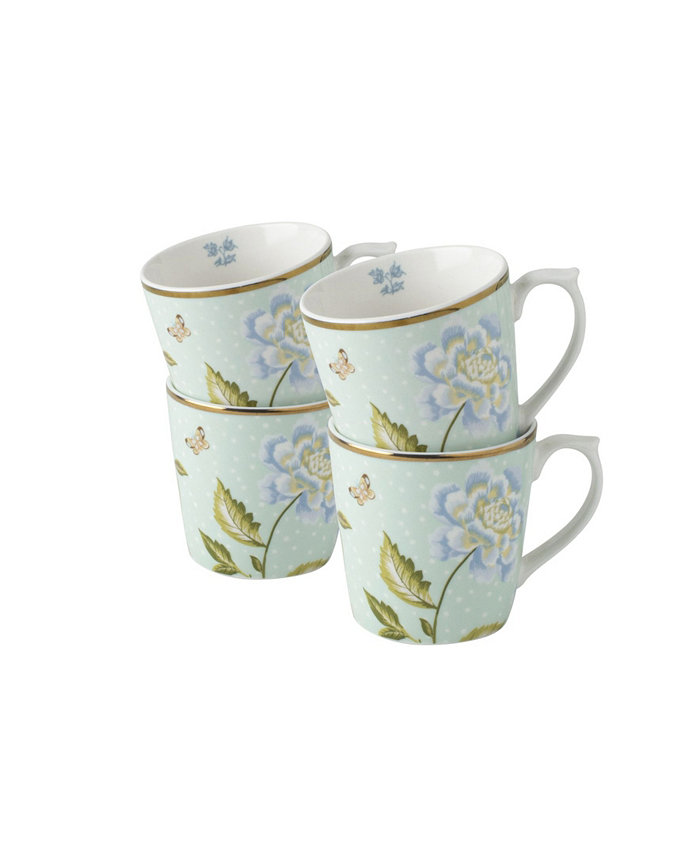 Laura Ashley Heritage Collectables 10 Oz Mint Uni Mugs in Gift Box Set of 4