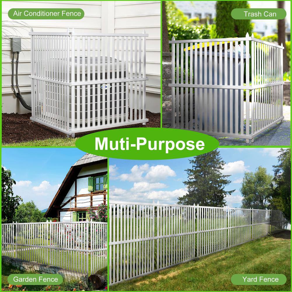 NEUTYPE 4 ft. x 4 ft. White Vertical Stripe Flat Top Vinyl Fence Panel HD-A-YP01002