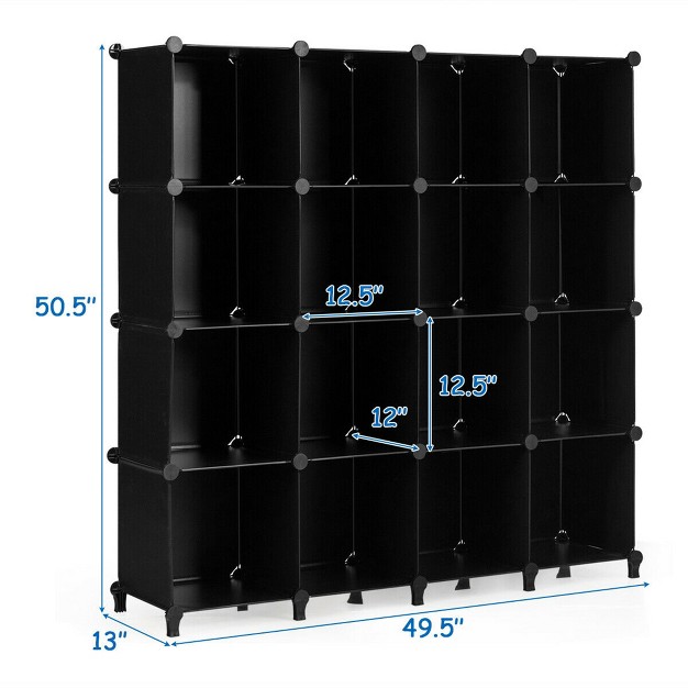 Costway 16 Cube Storage Organizer Plastic Organizer Units 49 5 x27 x27 X 13 x27 x27 X 50 5 x27 x27 Black